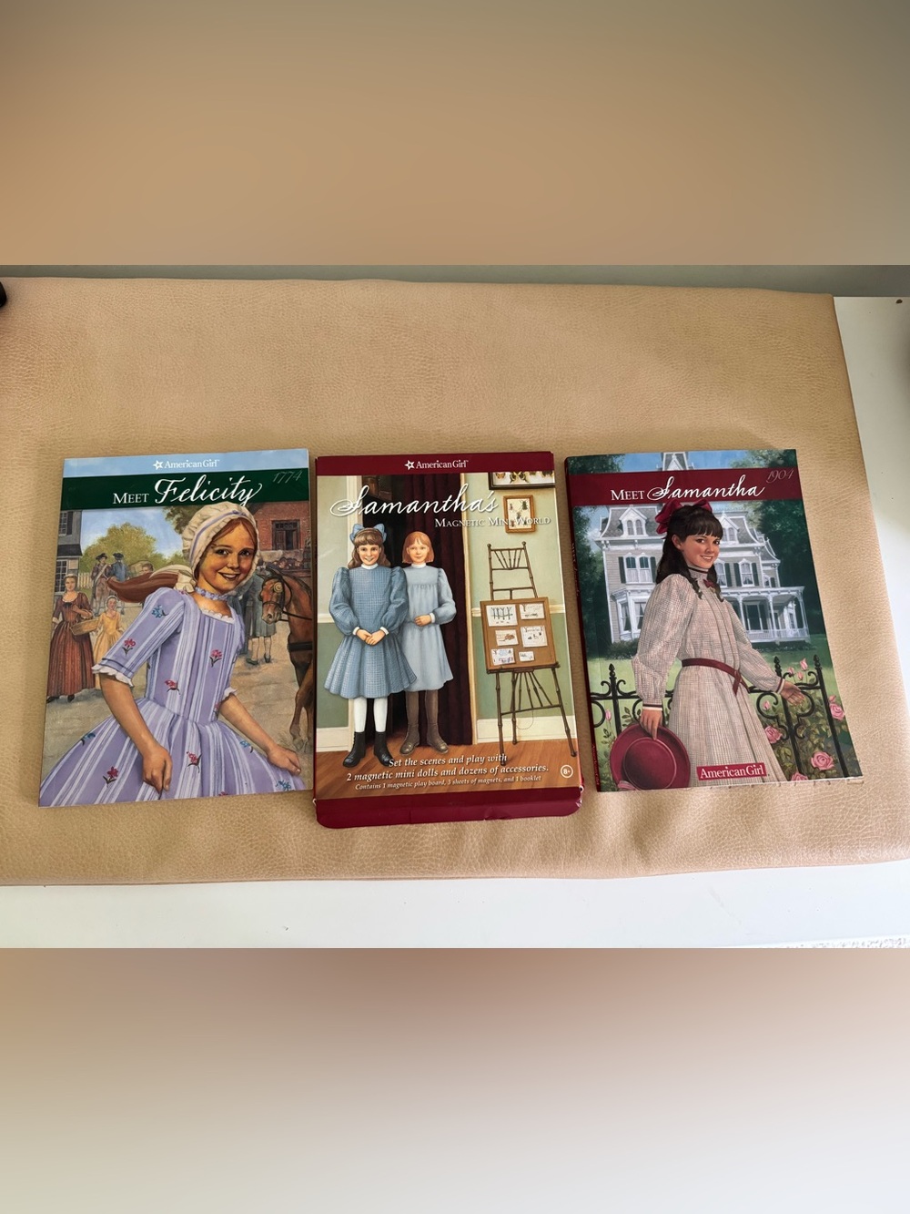 American Girl Felicity Book Samantha Book and Samantha Magnetic Mini World